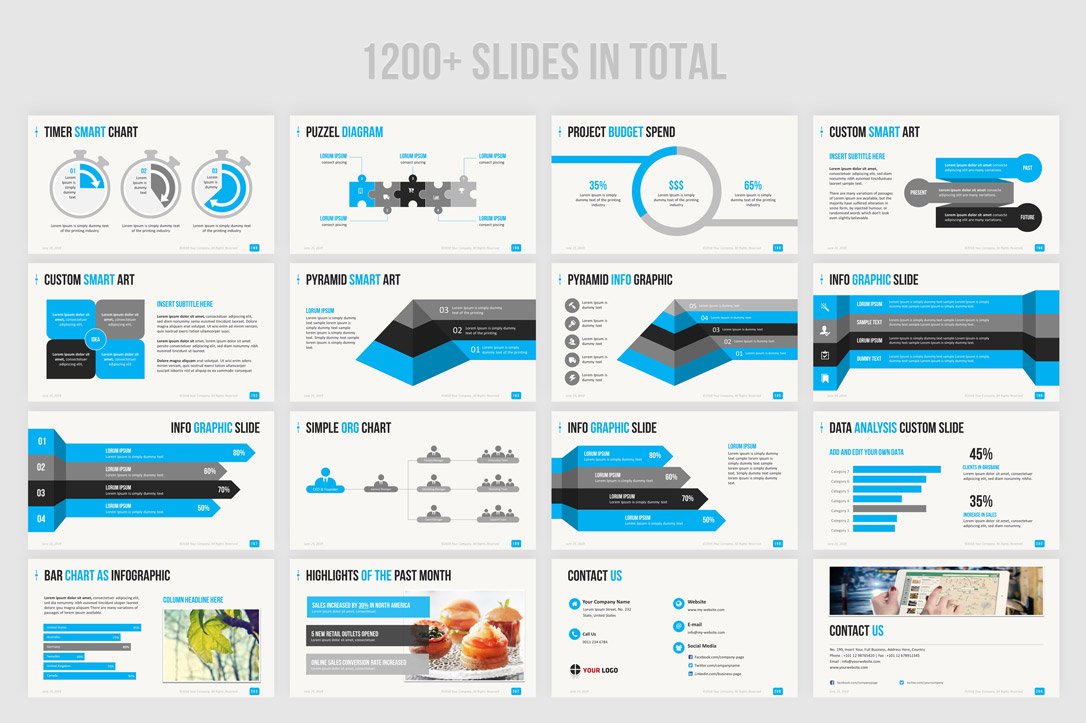 Best blue color PowerPoint templates bundle