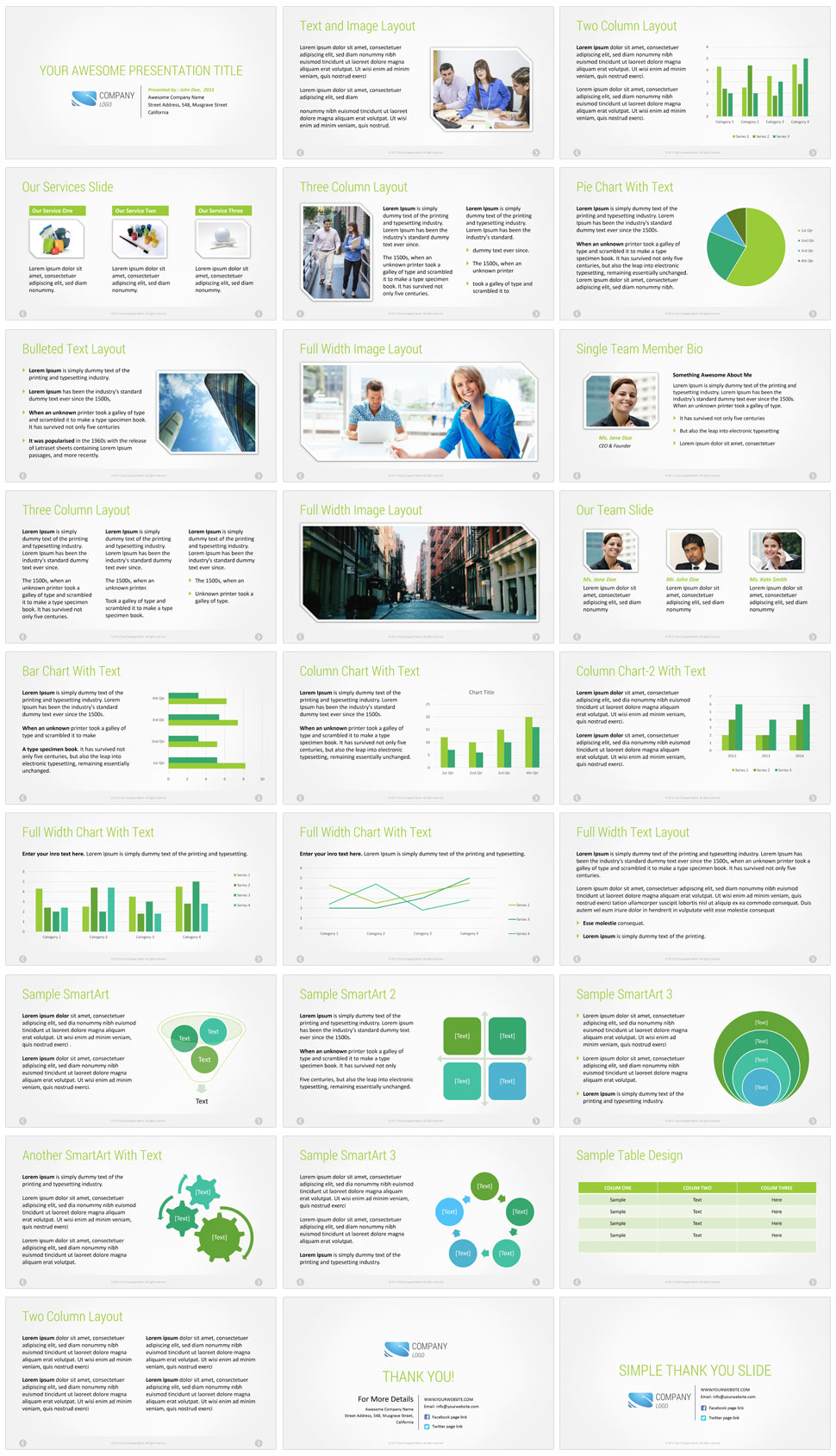 Company presentation template-green color