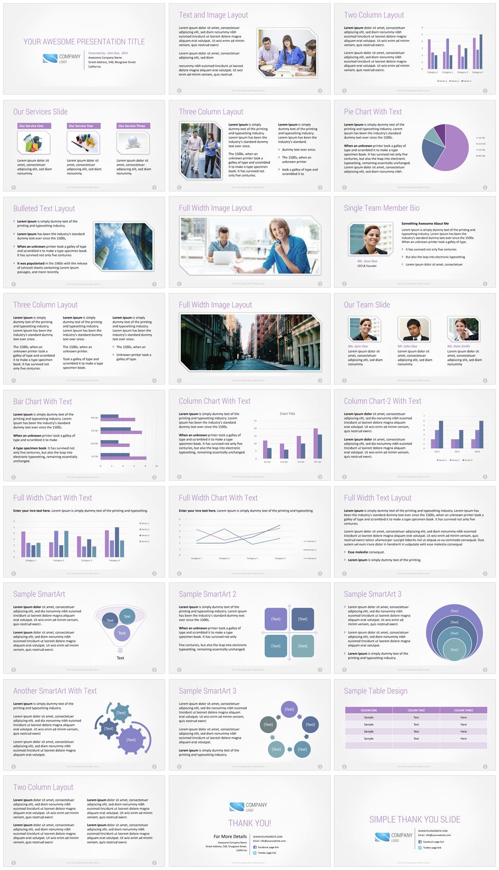 Company presentation template purple color