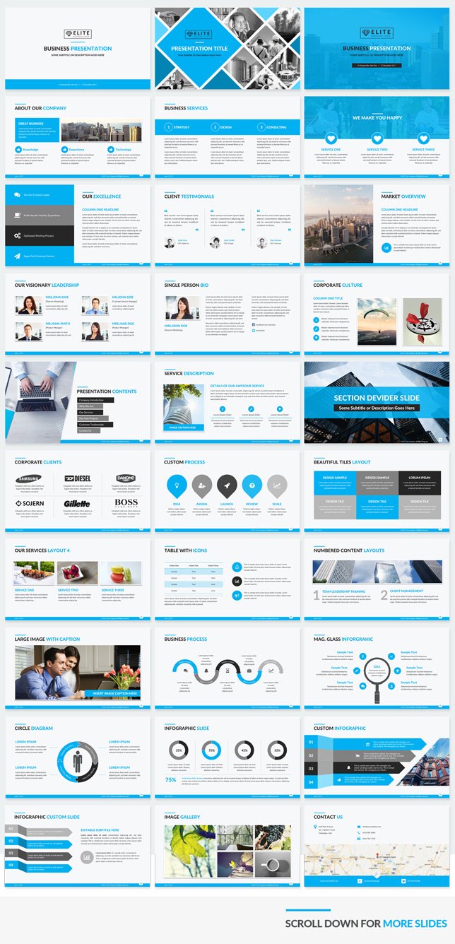 Corporate PowerPoint Template Blue Color Preview