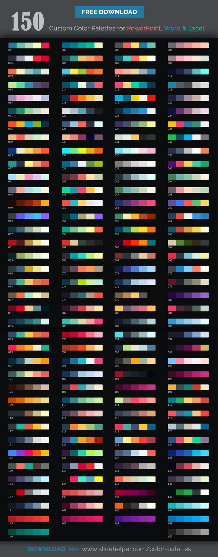 150 Custom Color Palettes for Microsoft PowerPoint, Word and Excel