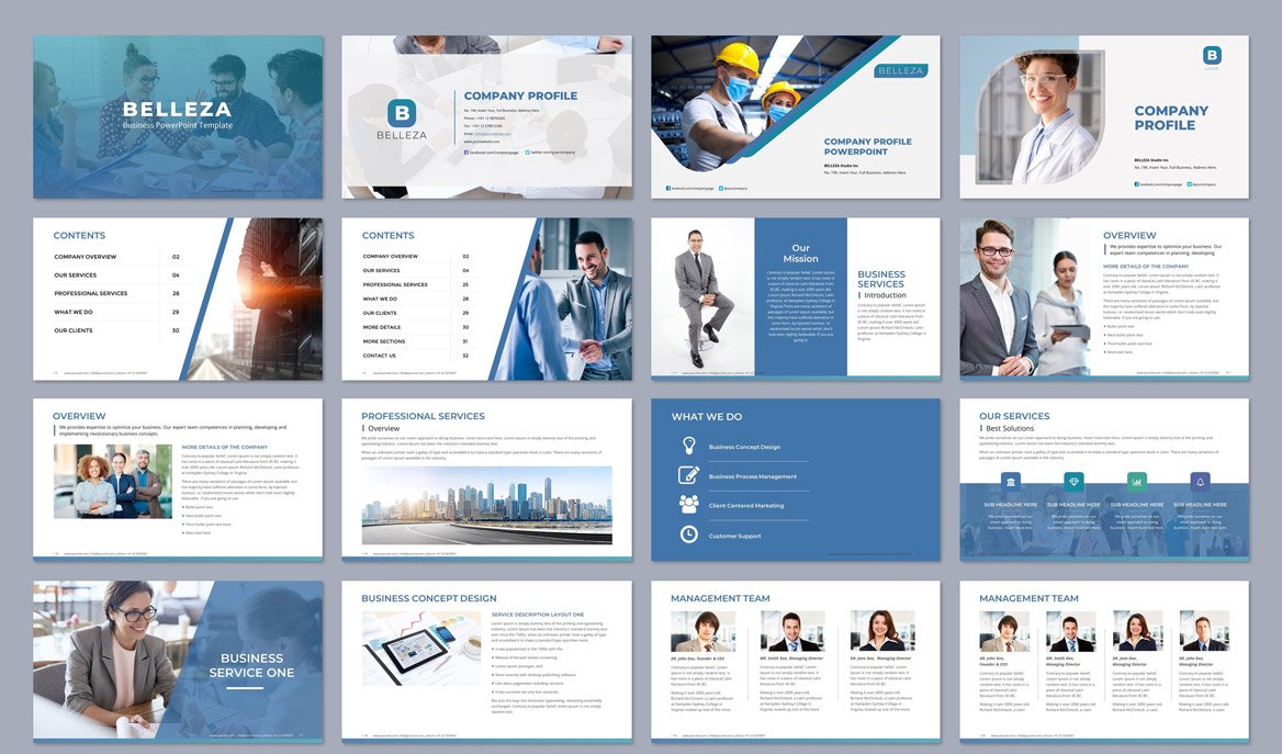 Professional powerpoint template - bellezza blue