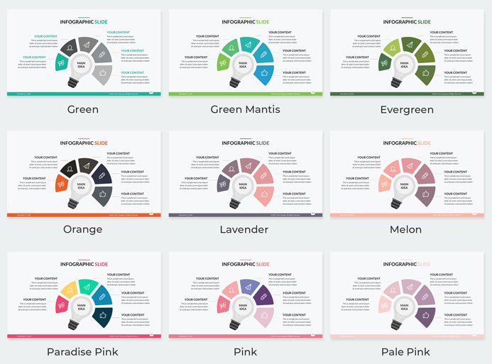 Corporate Presentation Template green orange pink