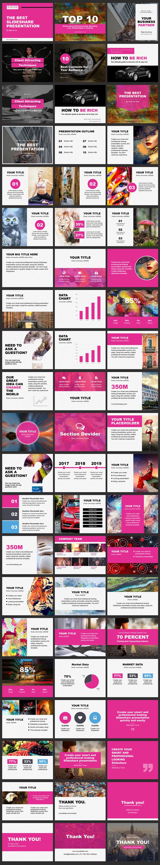 Pink color ppt template for slideshare design